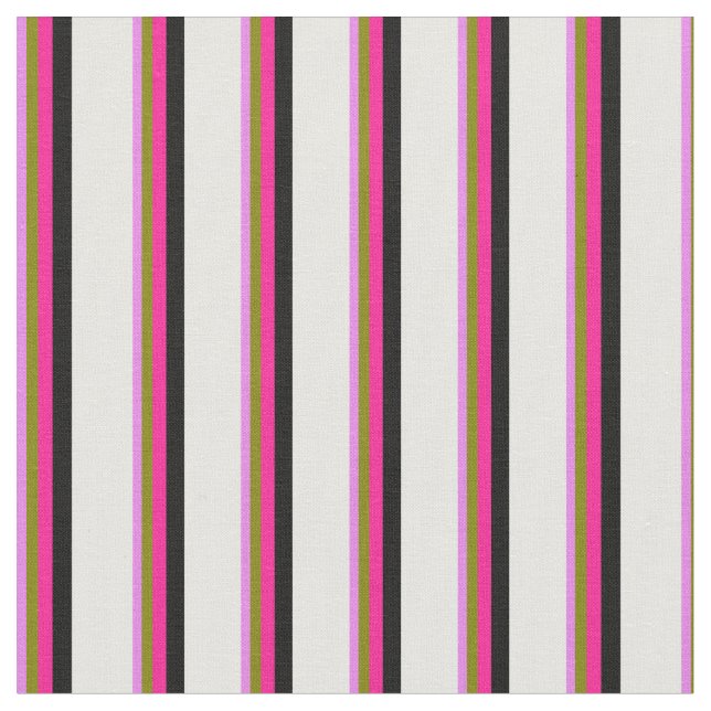 Tela Líneas violeta, verde, rosa profundo, negro y blan (De cerca)