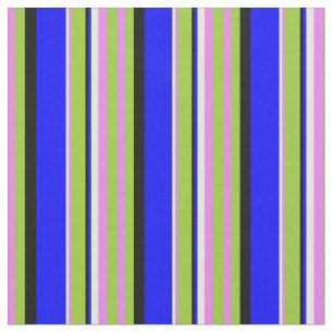 Tela Líneas violetas, verdes, negras, azules y blancas