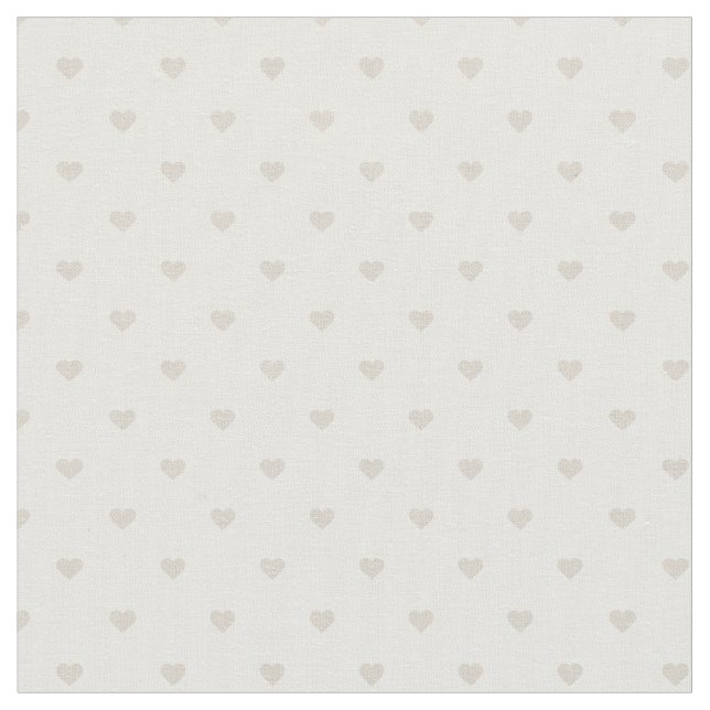 Tela Linen Beige Polka Dot Hearts (De cerca)