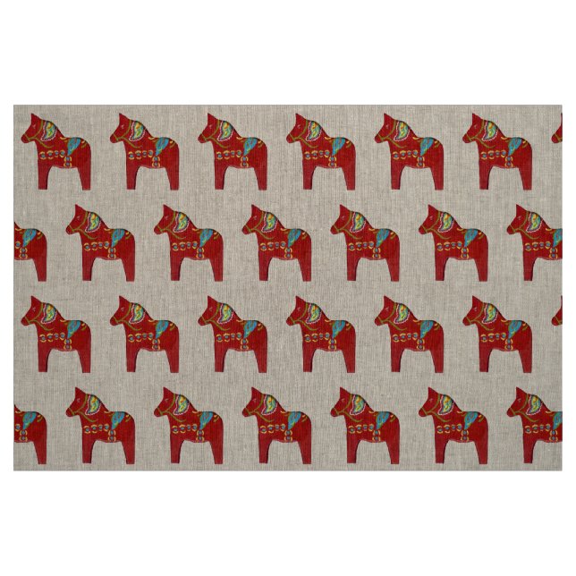 Tela Linen natural Dala Horse Fabric ("Cuarto gordo" (fat quarter))