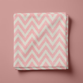 Tela Linen Rústico Beige y Chevron Rosa