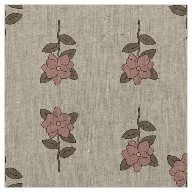 Tela Lino Natural Botánico Floral Beige Vintage (Retal)