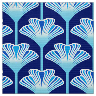 Tela Lirio del art déco, azul de cobalto, aguamarina y