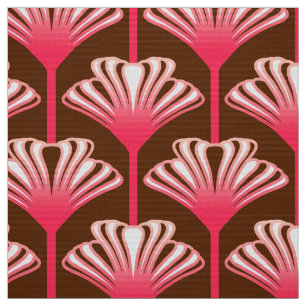 Tela Lirio del art déco, Brown oscuro y rosa del coral