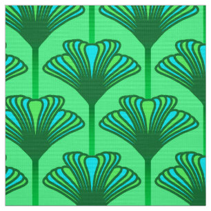 Tela Lirio del art déco, verde de jade y turquesa