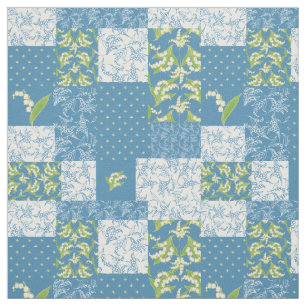 Tela Lirio del Valle Floral Falso Parche Blue