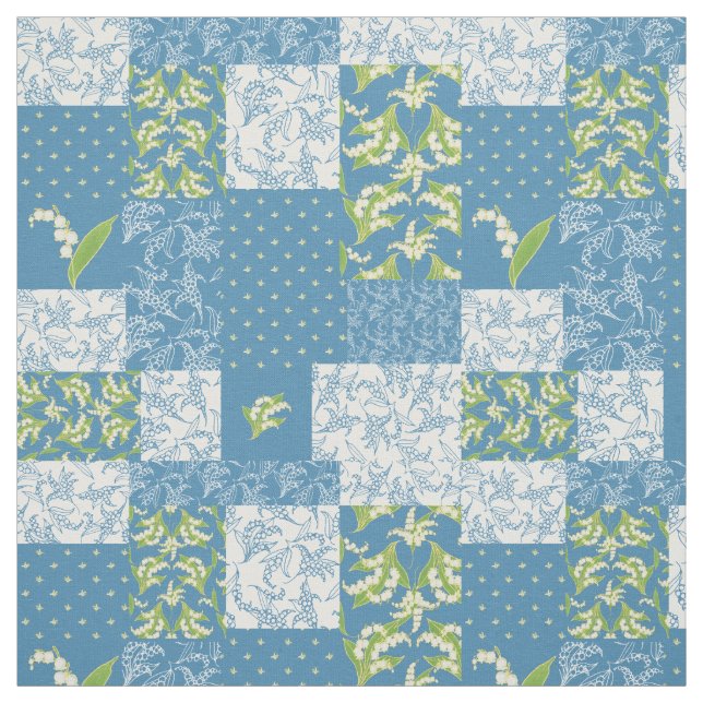 Tela Lirio del Valle Floral Falso Parche Blue (Retal)