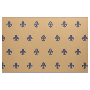 Tela lirio francés, fleur de lis, azul en bronceado