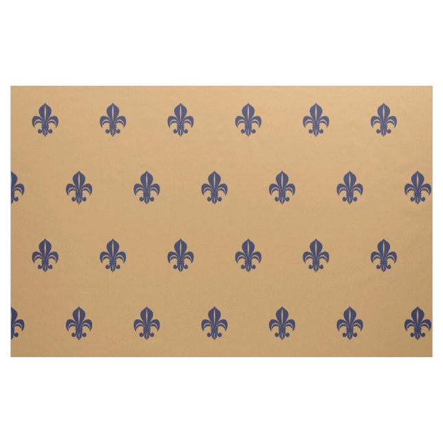 Tela lirio francés, fleur de lis, azul en bronceado ("Cuarto gordo" (fat quarter))