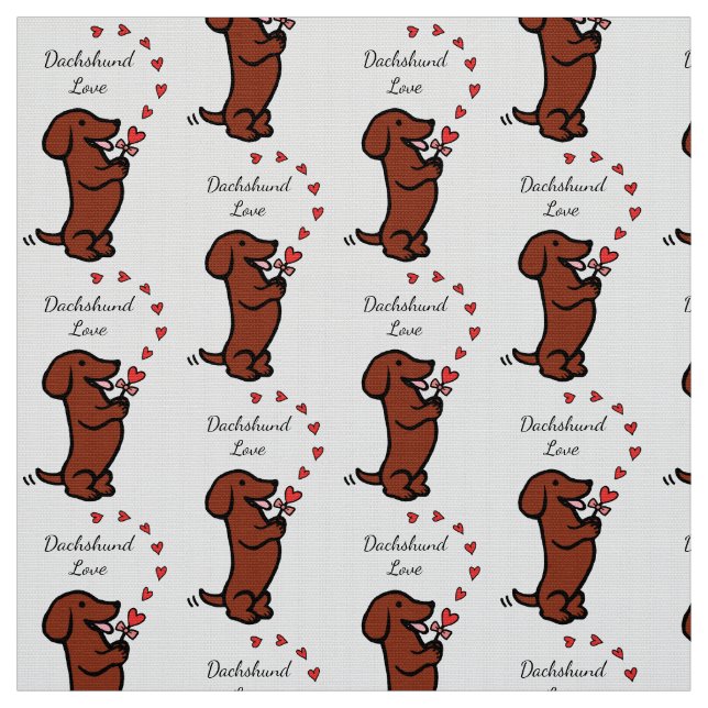 Tela lisa roja del amor del Dachshund (Retal)