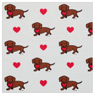 Tela lisa roja del corazón del Dachshund