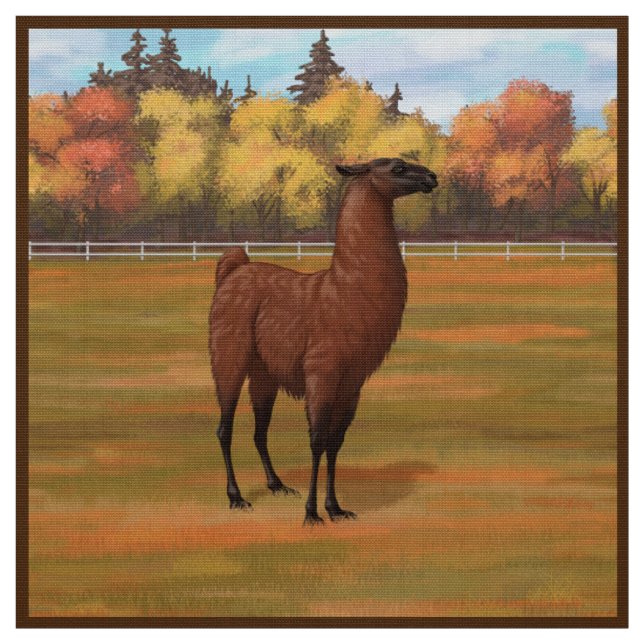 Tela Llama marrón en pastor de granja otoñal (Retal)