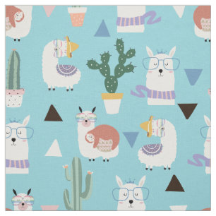Tela Llamas Cactus y Sloths