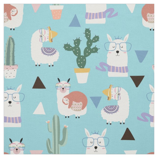 Tela Llamas Cactus y Sloths (Retal)