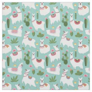 Tela Llamas lindas en modelo verde azulado