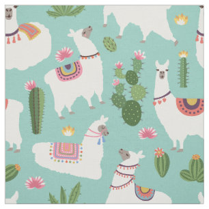 Tela Llamas y cactus