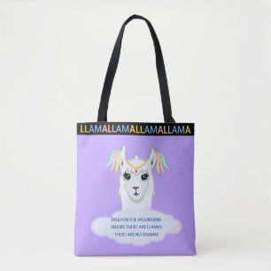 Tela Llamita linda en bolso de mano azul lavanda