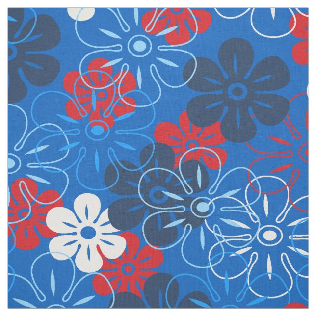 Tela Lluvia de flores en Hawaii Floral retro (Retal)