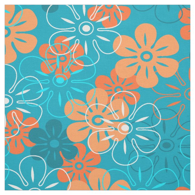 Tela Lluvia de flores en Hawaii Floral retro (Retal)