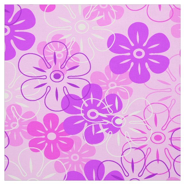 Tela Lluvia de flores en Hawaii Floral retro (Retal)