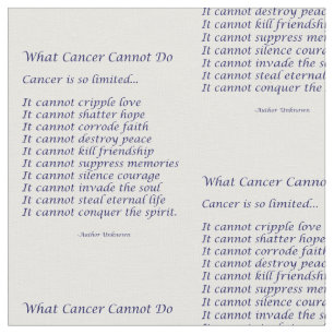 Tela Lo que el cáncer no puede hacer material inspirad