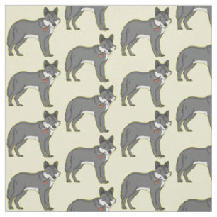 Tela Lobo gris con ilustracion de personalizado de tube