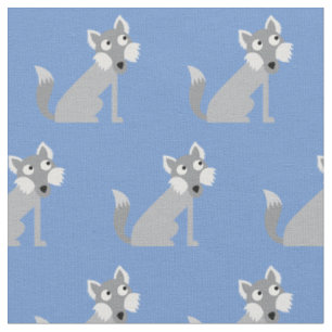 Tela Lobo Lindo Lobos Niño Bebé Guardería Azul