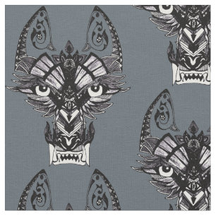 Tela Lobo tribal gris