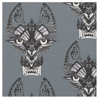 Tela Lobo tribal gris