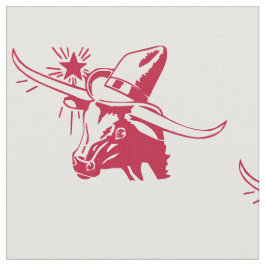 Tela Longhorn Cabeza De Acero Con Cowboy Texas Red