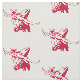 Tela Longhorn Cabeza De Acero Con Cowboy Texas Red