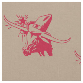 Tela Longhorn Cabeza De Acero Con Cowboy Texas Red