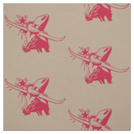 Tela Longhorn Cabeza De Acero Con Cowboy Texas Red