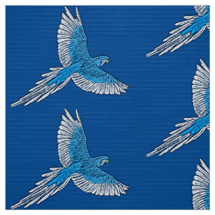 Tela Loro en vuelo, azul de cobalto y blanco