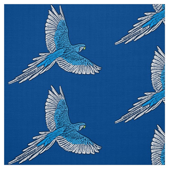 Tela Loro en vuelo, azul de cobalto y blanco (Retal)