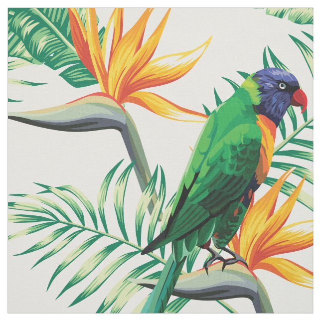 Tela Loro Y Flores (Retal)