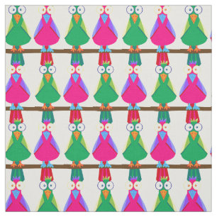 Tela Loros de dibujos animados verdes y rosas