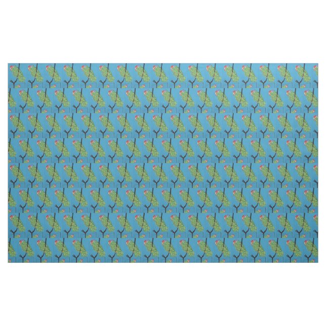 Tela loros verdes en azul (Yarda)