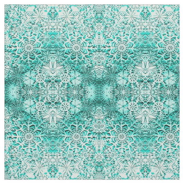 Tela Los copos de nieve verde esmeralda de Lillian (Retal)