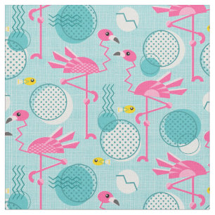 Tela Los flamencos rosados estilo Memphis de los años 