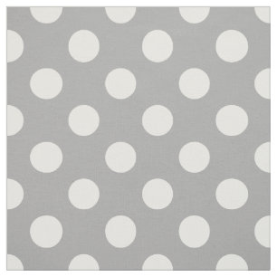 Tela Los puntos de polka blanco sobre gris