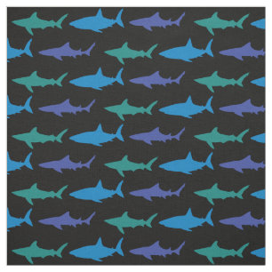 Tela Los tiburones cortan silueta azul negro