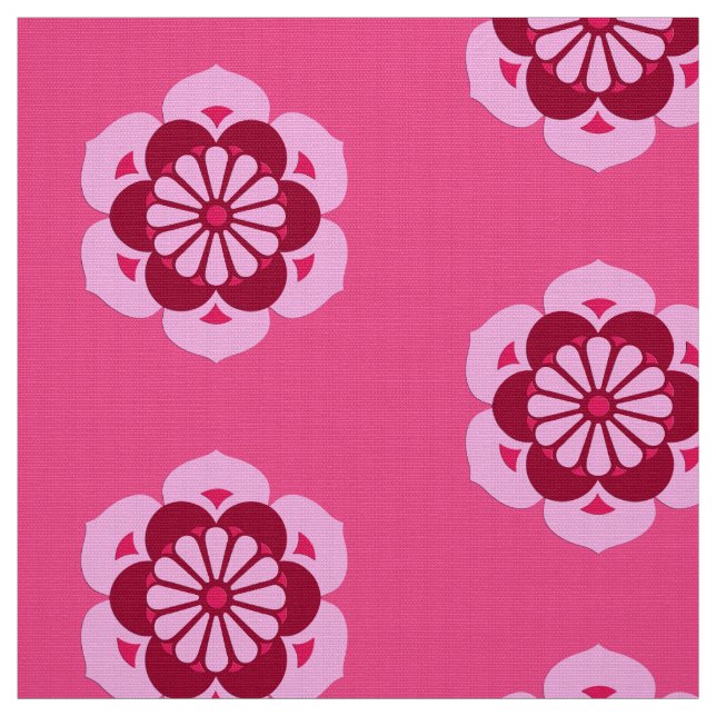 Tela Lotus Flower Mandala, rosa Fuchsia y Borgoña (Retal)