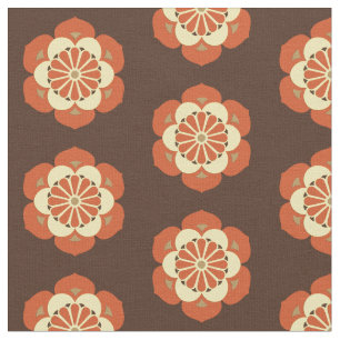 Tela Lotus Mandala Print, Brown, Rust y Yellow