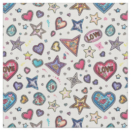 Tela Love & Crystals | Patrón continuo de Corazones de 
