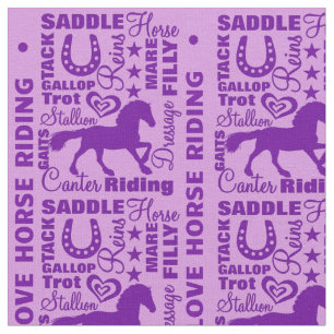 Tela Love Horse Riding Terminology Cute Purple Pattern