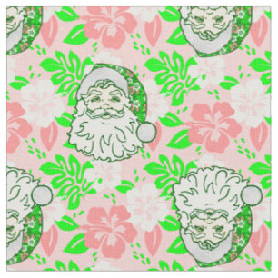 Tela luau rosa navidad hawaiano santa hibisco