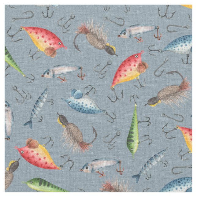 Tela Luces de pesca en azul gris (De cerca)