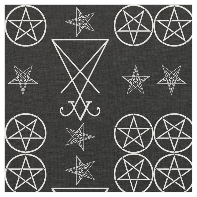 Tela Lucifer Sigil Pentagrams Occult Gótico Fabric (De cerca)