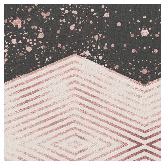 Tela Lujo Rosa Oro Pintar Chevron Negro Rosa (De cerca)